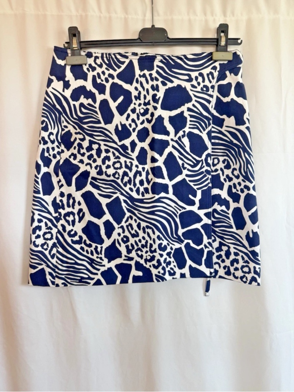 Adam Lippes Navy White Denim Wrap Skirt - Size Small